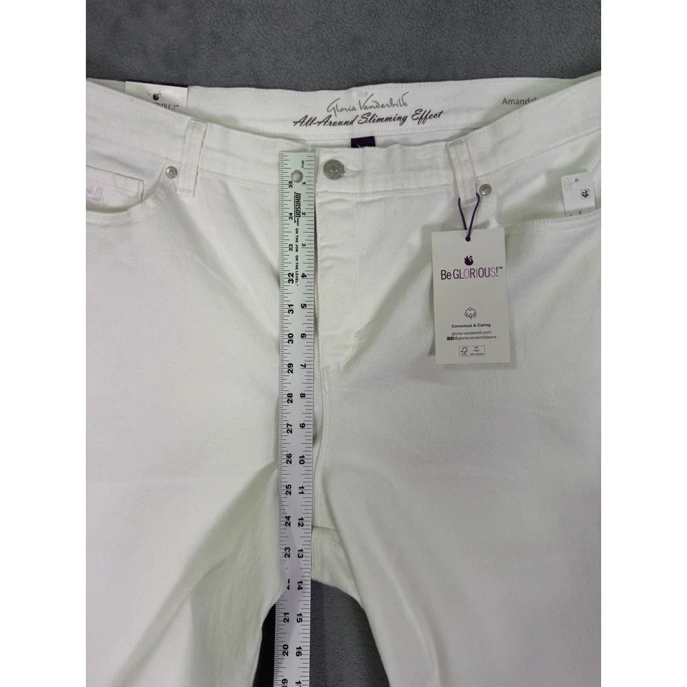 New Gloria Vanderbilt Jeans Womens 18W Plus White Denim Amanda Capri High Rise
